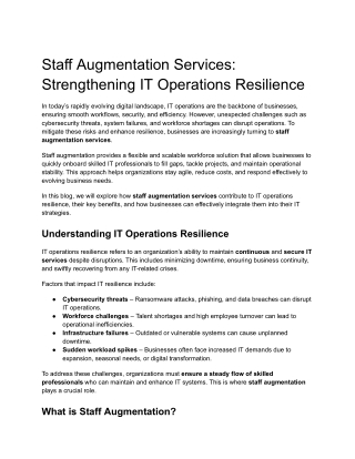 Staff Augmentation Services_ Strengthening IT Operations Resilience