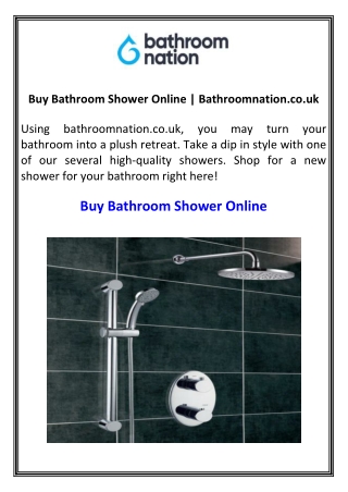 Buy Bathroom Shower Online  Bathroomnation.co.uk
