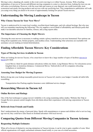 Finding Affordable Tucson Movers: Your Guide to Cheap and Reliable Moving Servic
