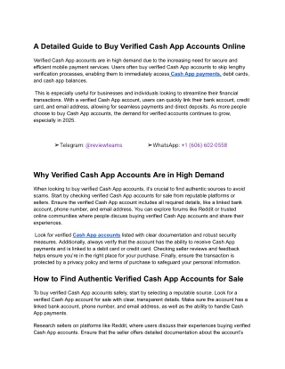 A Detailed Guide to Buy Verified Cash App Accounts Online