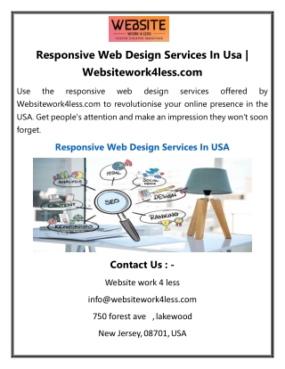 Responsive Web Design Services In Usa  Websitework4less