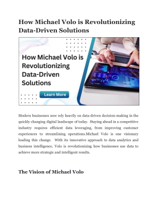 The Future of Business Michael Volo’s Data-Driven Approach to Success