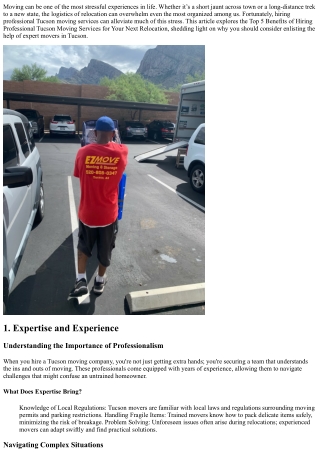Top 5 Benefits of Hiring Professional Tucson Moving Services for Your Next Reloc