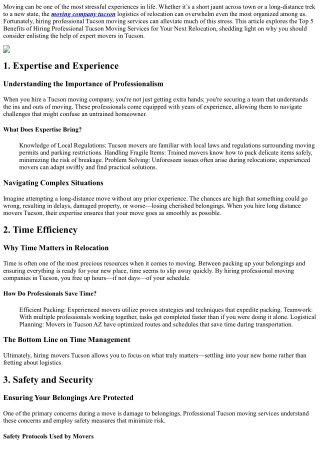 Top 5 Benefits of Hiring Professional Tucson Moving Services for Your Next Reloc