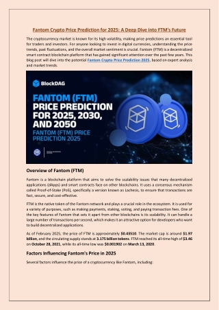 Fantom Crypto Price Prediction for 2025