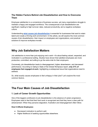 The Hidden Factors Behind Job Dissatisfaction and How to Overcome Them