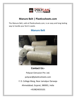 Manure Belt  Plasticssheets