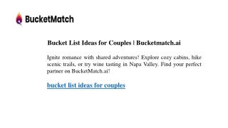 Bucket List Ideas for Couples Bucketmatch.ai