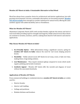 Wooden ACP Sheets in India A Sustainable Alternative to Real Wood