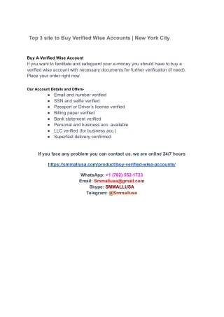 Top 3 site to Buy Verified Wise Accounts _ New York City