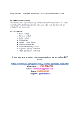 Buy Verified Coinbase Accounts - 100% Fully Verified & Safe