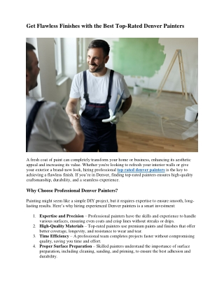Get Flawless Finishes with the Best Top-Rated Denver Painters