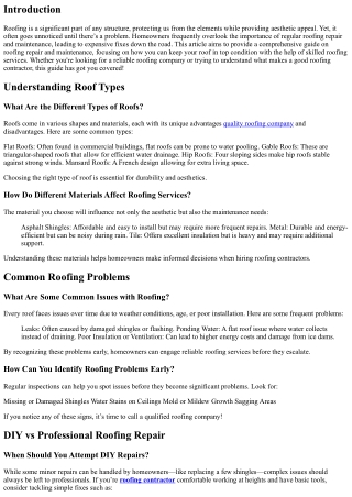 Avalon's Comprehensive Guide to Roofing Repair and Maintenance