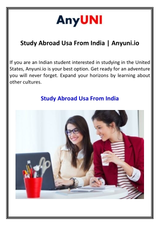Study Abroad Usa From India  Anyuni.io