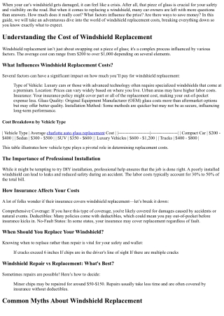 Understanding the Cost of Windshield Replacement: A Comprehensive Breakdown