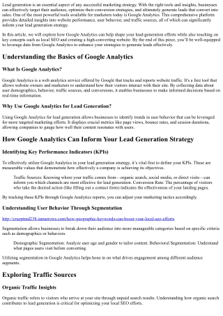 How Google Analytics Can Inform Your Lead Generation Strategy