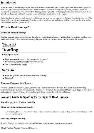 Avalon's Guide to Spotting Early Signs of Roof Damage