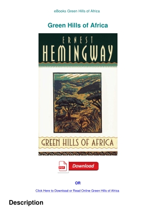eBooks Green Hills of Africa