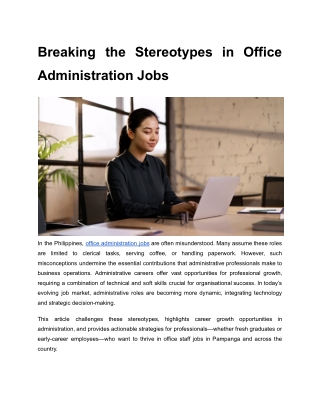 Breaking the Stereotypes in Office Administration Jobs