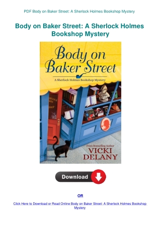 PDF Body on Baker Street A Sherlock Holmes Bookshop Mystery