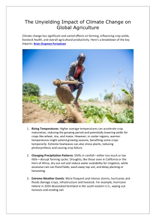 The Unyielding Impact of Climate Change on Global Agriculture