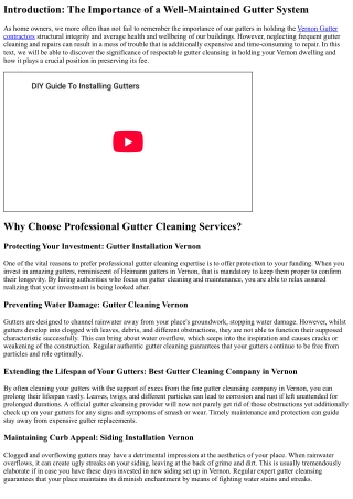 The Importance of Professional Gutter Cleaning in Maintaining Your Vernon Home