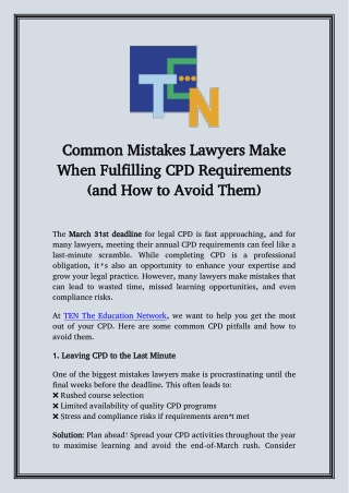 Common Mistakes Lawyers Make When Fulfilling CPD Requirements (and How to Avoid Them)