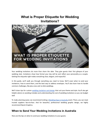 What is Proper Etiquette for Wedding Invitations