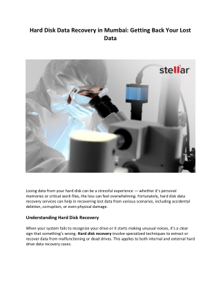 Hard Disk Data Recovery in Mumbai Getting Back Your Lost Data