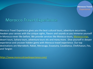 Morocco Travel Experience
