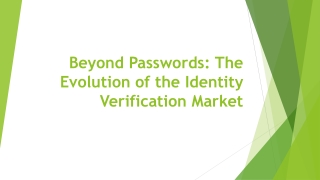 The Identity Verification Market