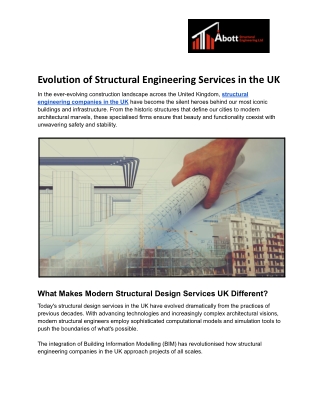 Evolution of Structural Engineering Services in the UK