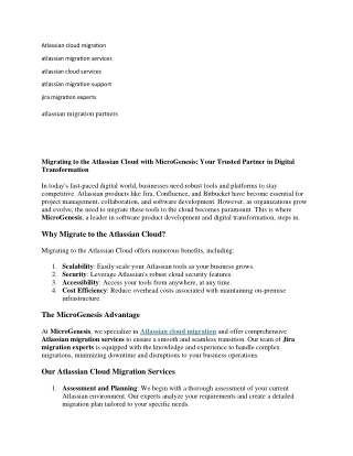 Atlassian cloud migratoin services