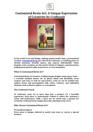 Customized Resin Art A Unique Expression of Creativity by Craftosuit