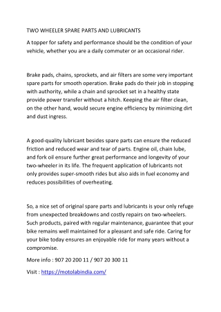 TWO WHEELER SPARE PARTS AND LUBRICANT1