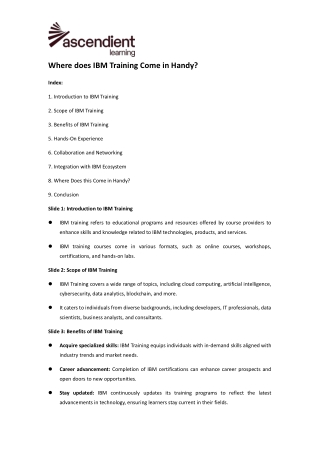 Where does IBM Training Come in Handy