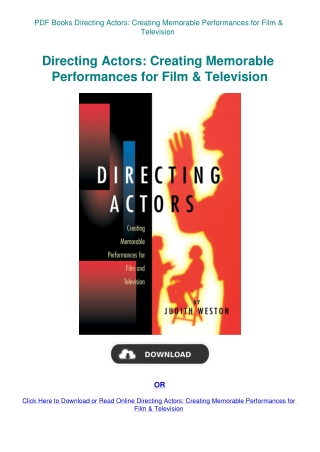 PDF Books Directing Actors Creating Memorable Performances for Film & Television