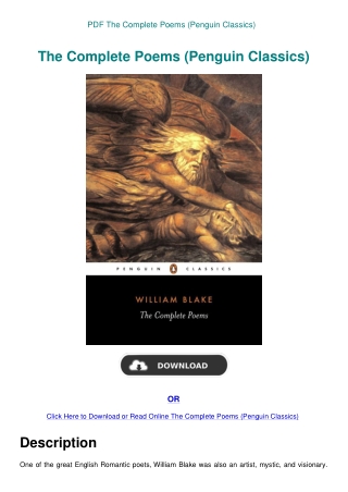 PDF The Complete Poems (Penguin Classics)