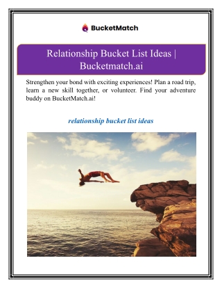 Relationship Bucket List Ideas | Bucketmatch.ai