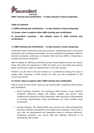 AWS Training and Certification To Stay Ahead in Cloud Computing