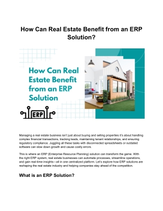 How Can Real Estate Benefit from an ERP Solution