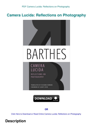 PDF Camera Lucida Reflections on Photography