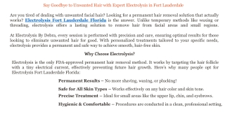 Say Goodbye to Unwanted Hair with Expert Electrolysis in Fort Lauderdale