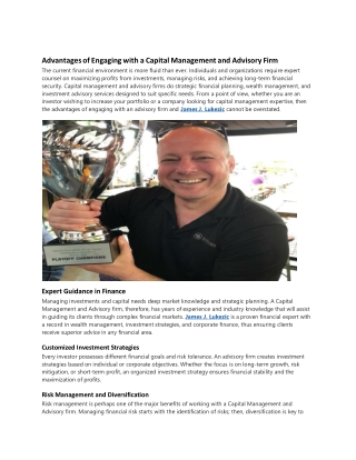 Advantages of Engaging with a Capital Management and Advisory Firm