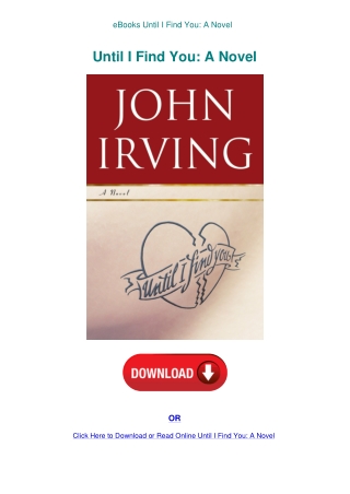 eBooks Until I Find You A Novel