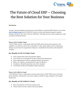 The Future of Cloud ERP – Choosing the Best Solution for Your Business