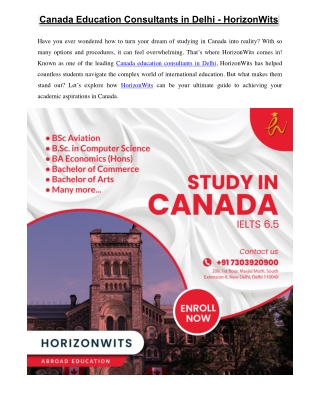 Canada Education Consultants in Delhi - HorizonWits