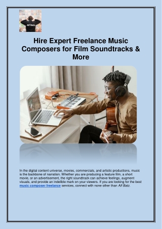 Hire Expert Freelance Music Composers for Film Soundtracks & More