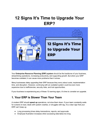 12 Signs It’s Time to Upgrade Your ERP