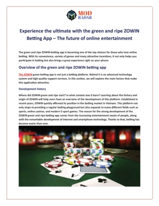Experience the ultimate with the green and ripe ZOWIN Betting App – The future o
